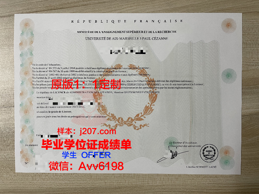 马赛国立美术学院毕业证学位文凭学历Diploma
