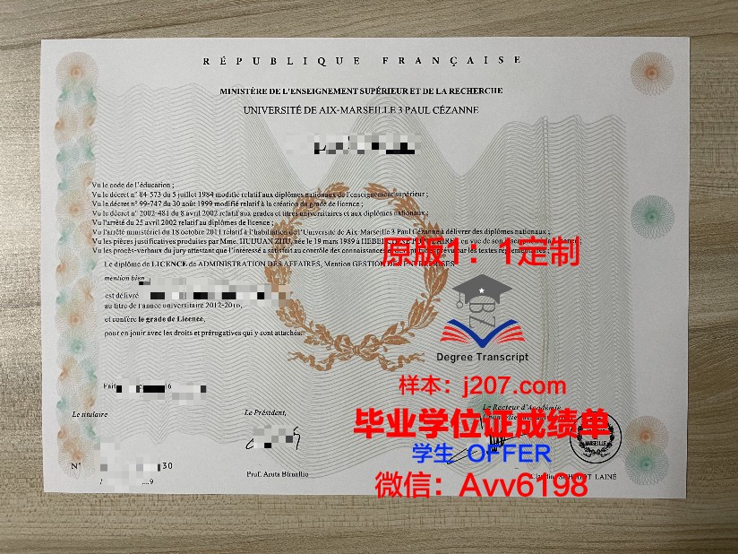 马赛国立美术学院毕业证学位文凭学历Diploma