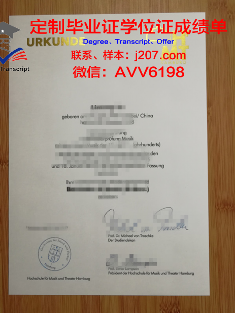 汉堡品牌应用技术大学毕业证书图片模板(汉堡品牌应用科技大学)