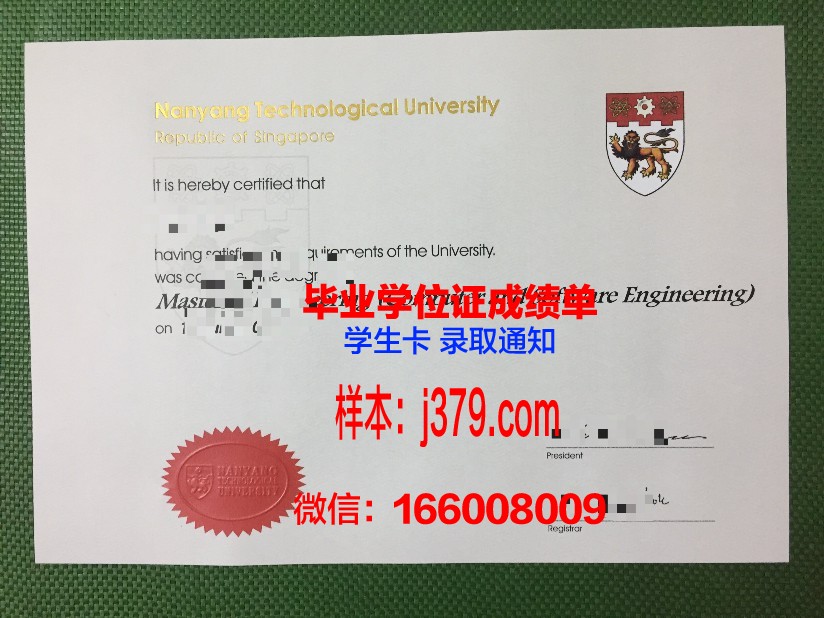 南洋理工大学毕业证