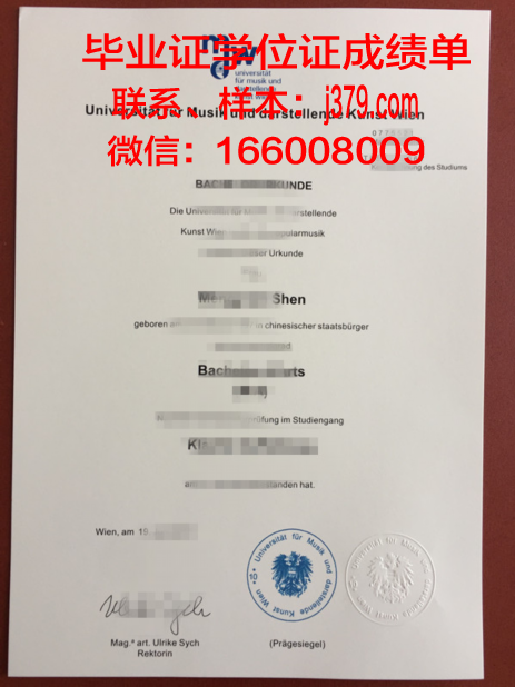 维也纳音乐与艺术市立大学毕业证什么样子(维也纳市立音乐学院)