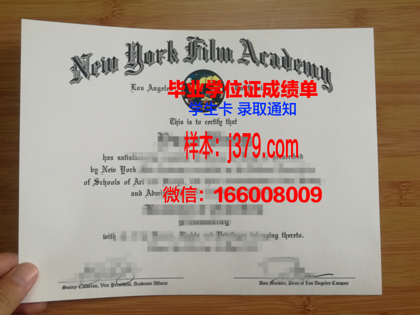 纽约电影学院毕业证认证成绩单Diploma