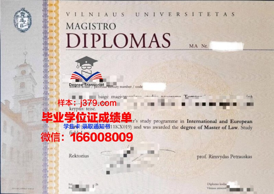 维尔纽斯科技大学毕业证成绩单
